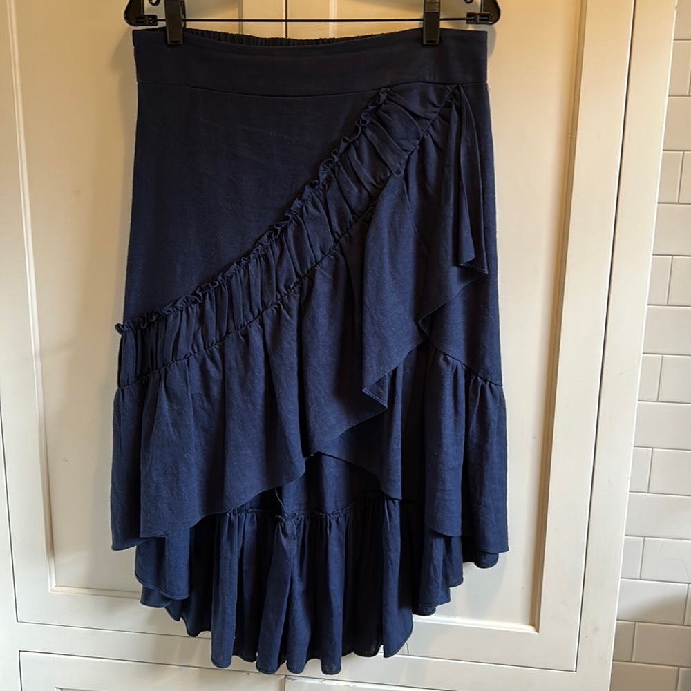 Misa Los Angeles Asymmetrical Navy Skirt